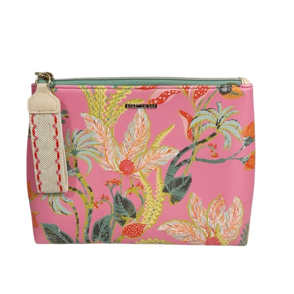 SPARTINA 449 Apres Sea Bag in Queenie Tropical Pink Pattern Embroidered Zipper - Picture 2 of 8